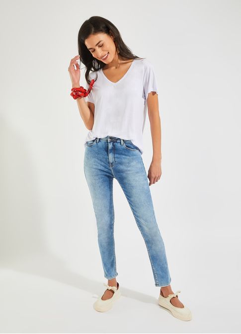 Calça jeans skinny comfort lenço jeans