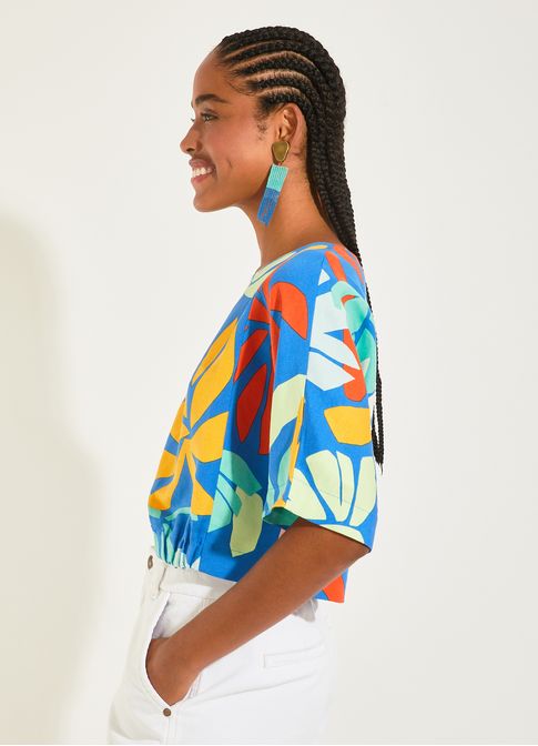 Blusa elástico barra estampada floripa