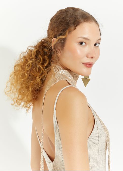 Vestido midi tricô colab camila coutinho areia