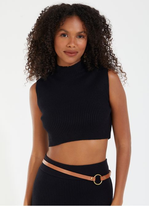 Blusa tricô colab camila coutinho preto