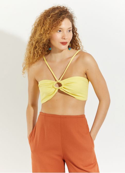 Top linho leve amarelo