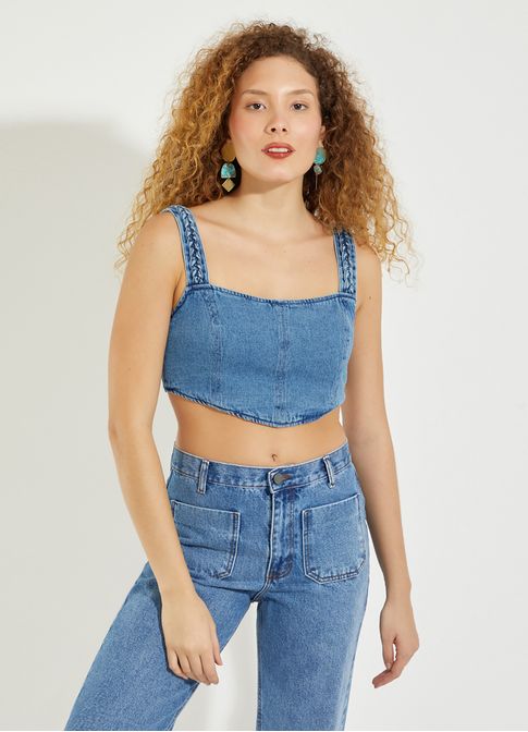 Top jeans tranças jeans
