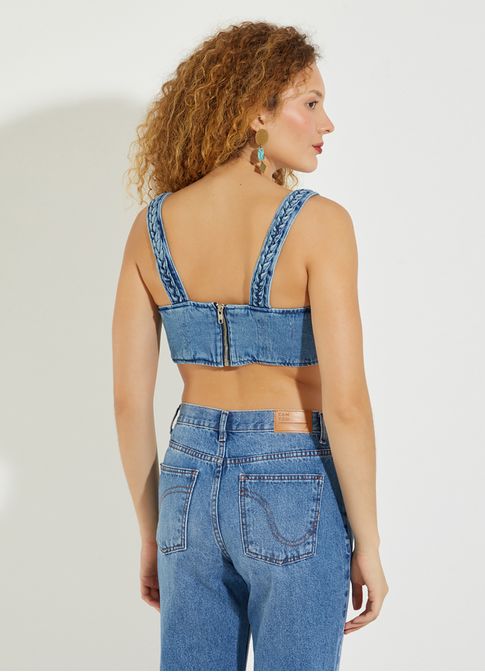 Top jeans tranças jeans