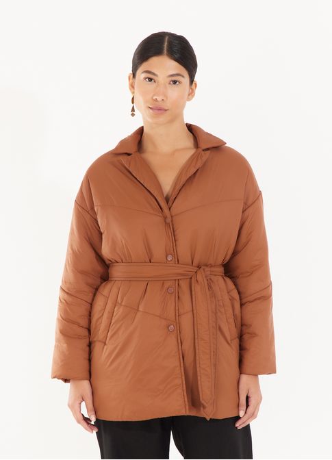 Casaco nylon ultra leve com faixa marrom