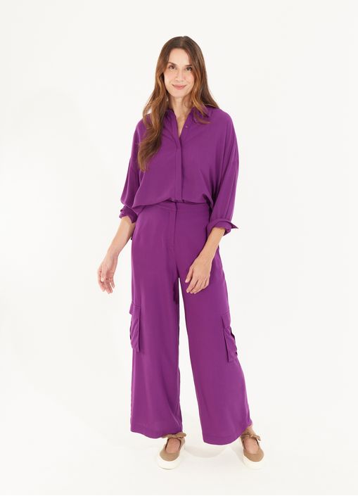 Calça viscose cargo lilás