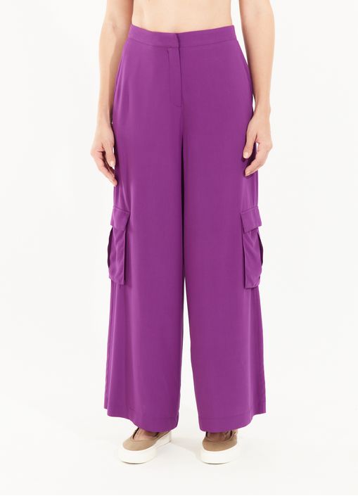 Calça viscose cargo lilás