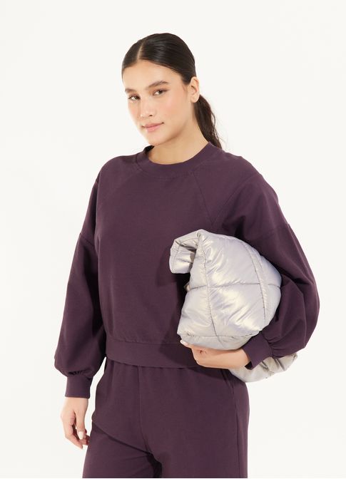 Pull moletinho recortes roxo