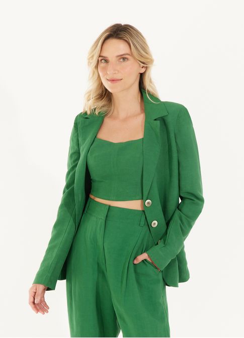 Blusa cropped linho verde
