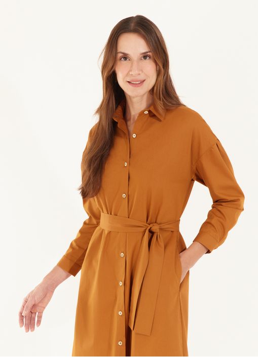 Vestido chemisier algodão classic marrom