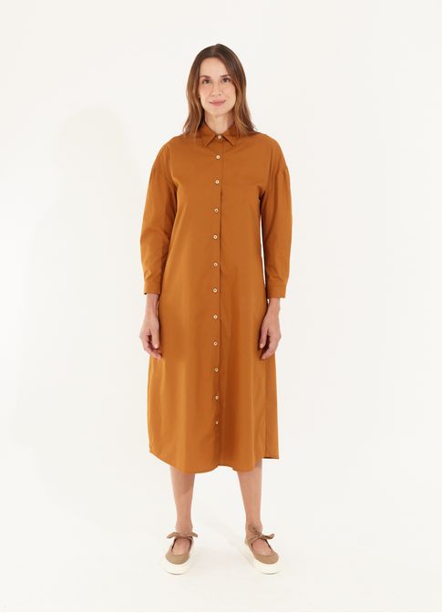 Vestido chemisier algodão classic marrom