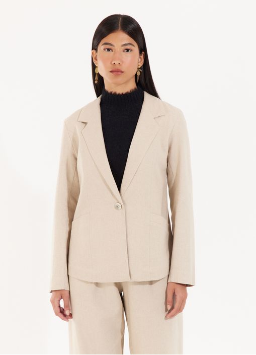 Blazer alfaiataria linho flâneuse areia