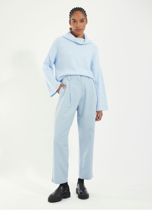 Calça alfaiataria cenoura linho market lovers azul claro
