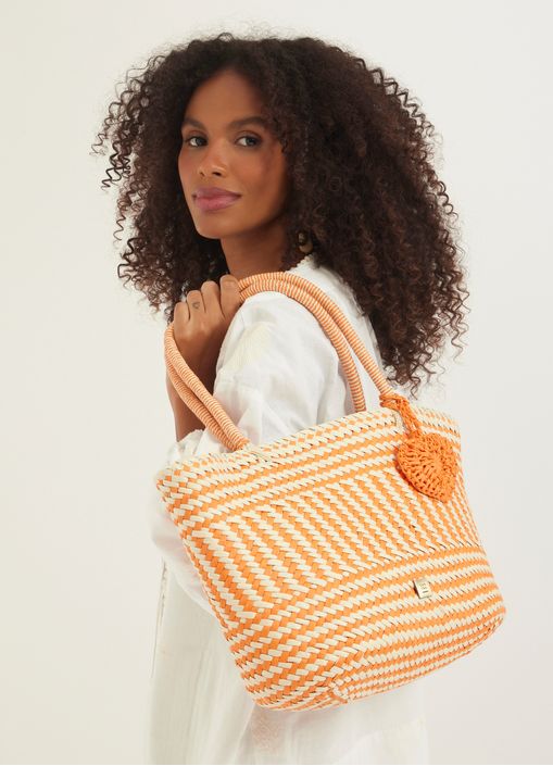 Bolsa tramas bicolor laranja