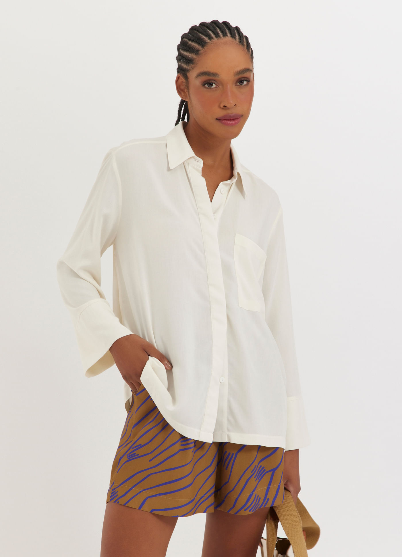 Camisa viscose lisa off white