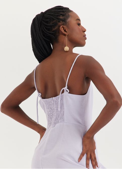 Vestido linho alfaiataria lilás