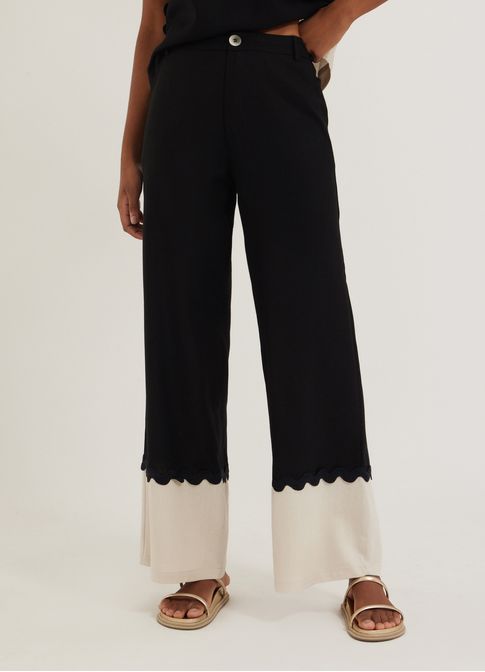 Calça linho color blocking p/b