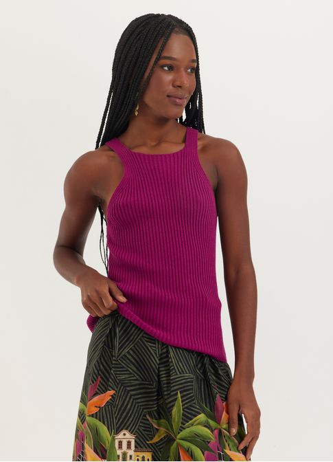 Blusa regata alcinha tricô roxo
