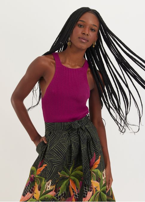 Blusa regata alcinha tricô roxo