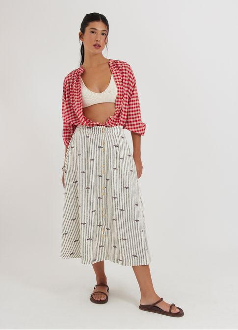 Saia midi estampada maré