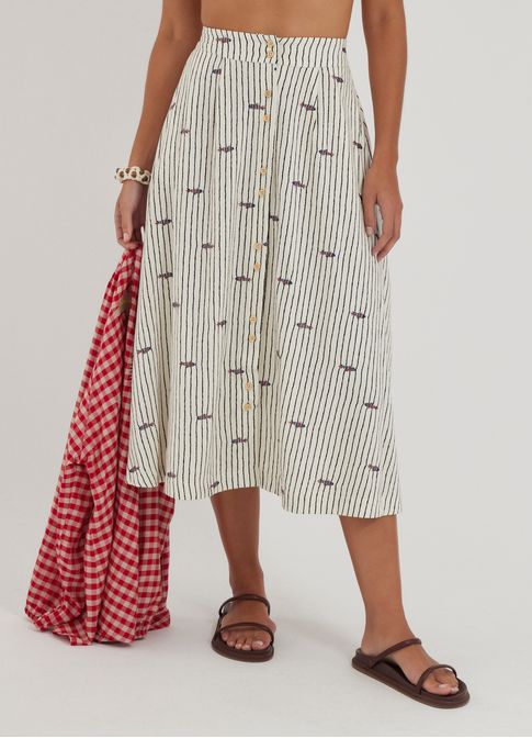 Saia midi estampada maré
