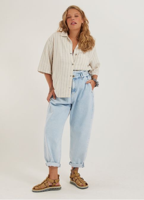 Calça jeans baggy elástico jeans