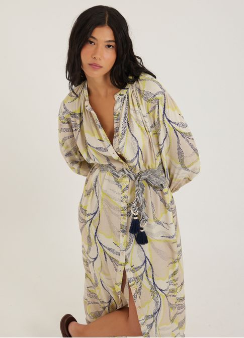 Vestido chemisier estampado nori