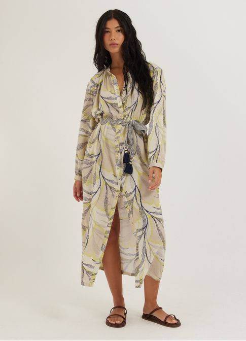 Vestido chemisier estampado nori