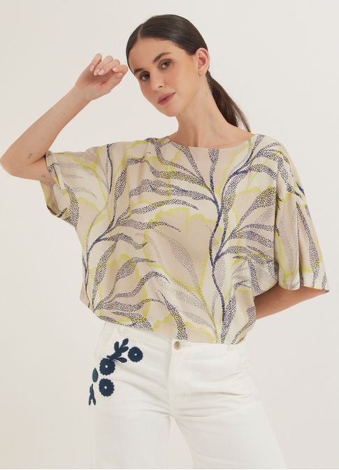 Blusa manga estampada nori