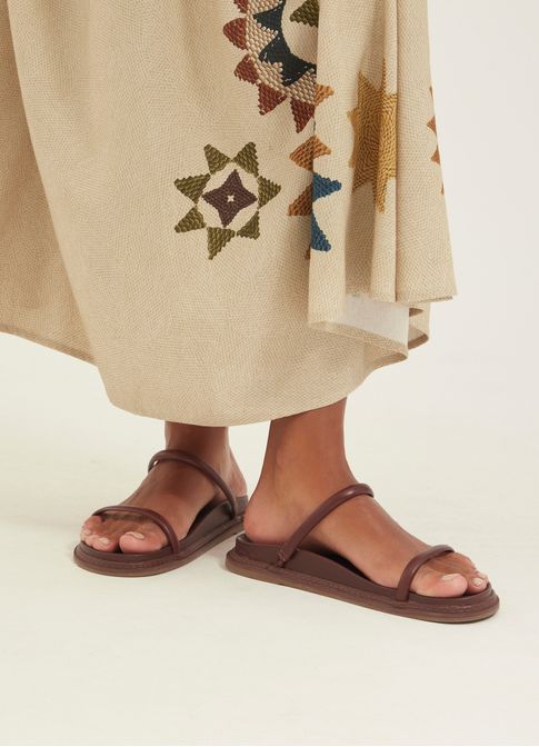 Sandália birken couro minimal marrom
