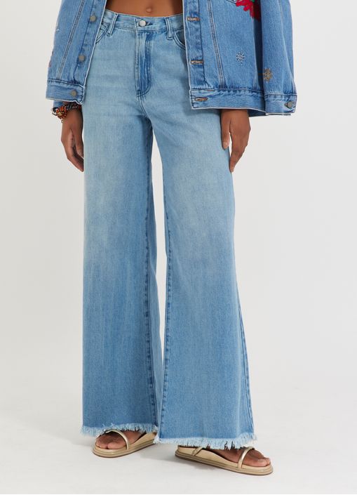 Calça jeans wide leg 2 lavagens jeans