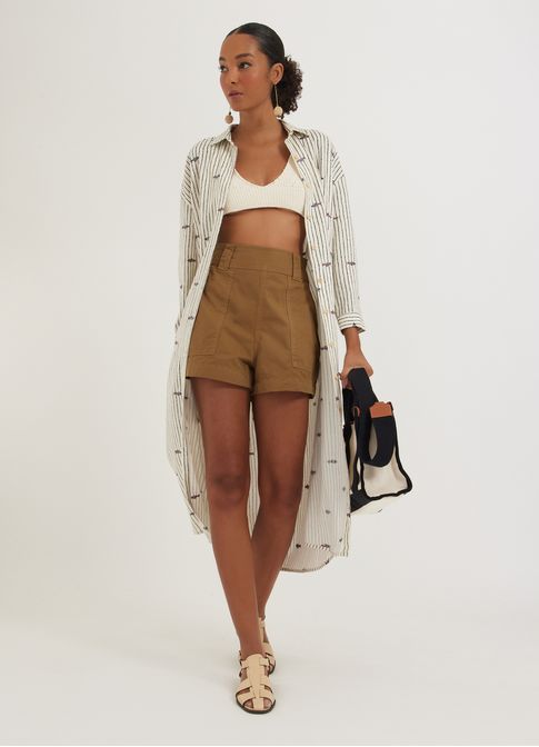 Short sarja utilitário verde
