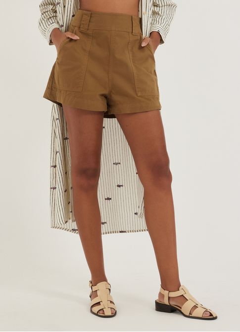 Short sarja utilitário verde