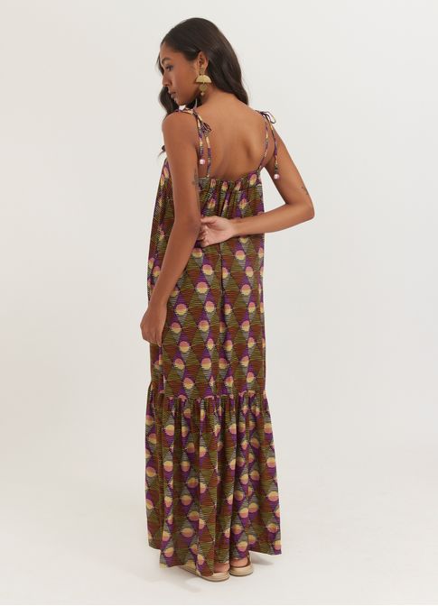 Vestido alça estampado pôr do sol