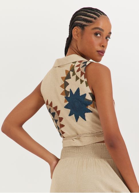Blusa transpasse estampada palea