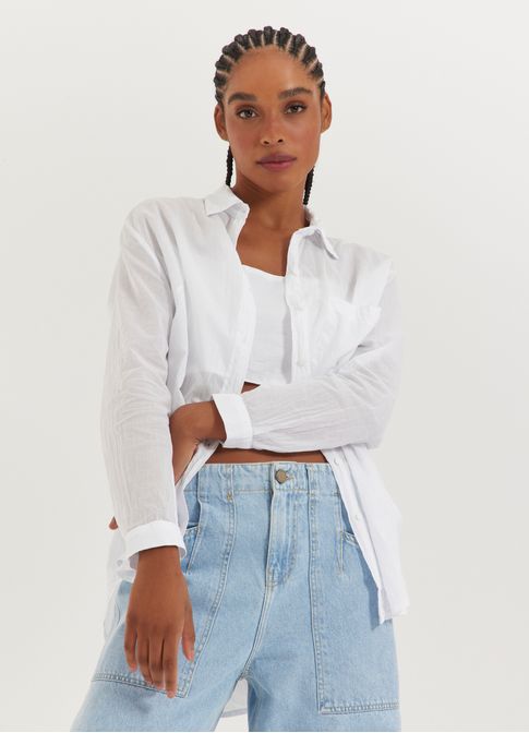 Camisa voil com top amarração branco
