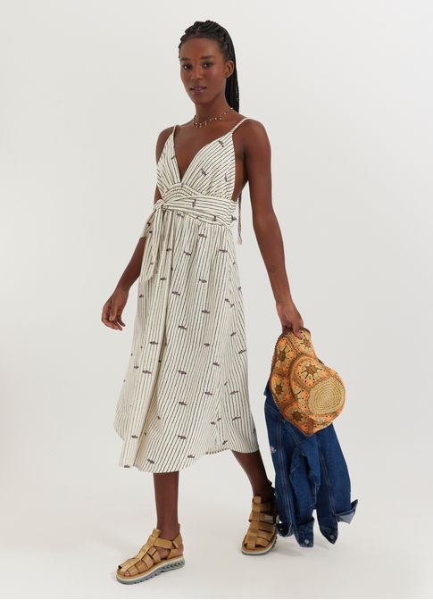 Vestido alça estampado maré
