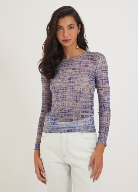 Blusa tule estampada enredo