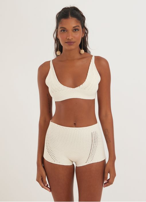 Biquíni hot pants tramas areia