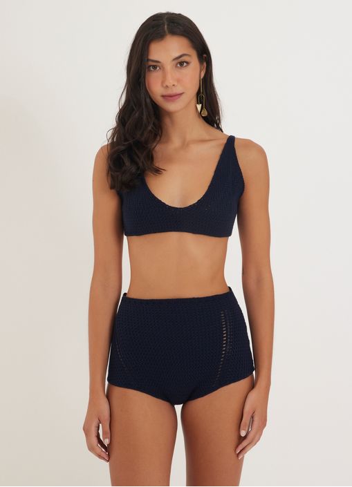 Biquíni hot pants tramas azul marinho