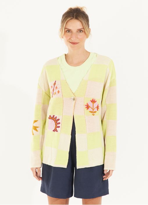 Cardigan jacquard bordado sol