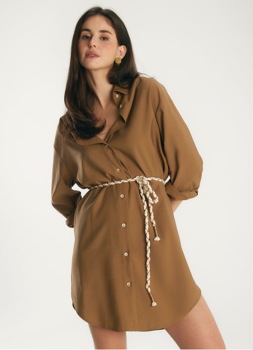 Vestido viscose cupro cinza