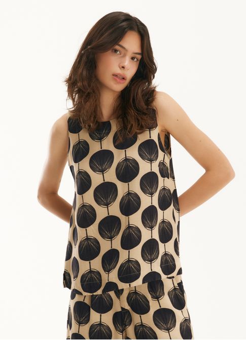Blusa linho estampada makani