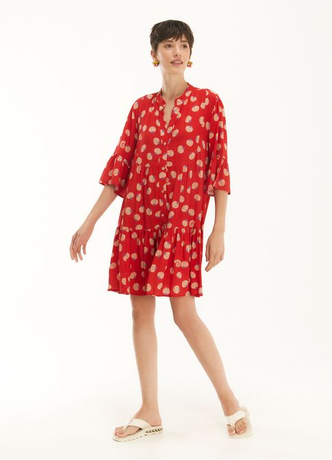 Vestido curto  estampado maré mansa