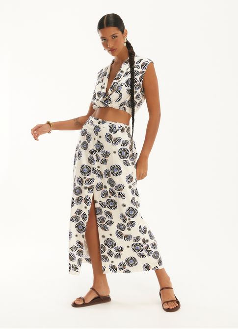 Saia estampada leques
