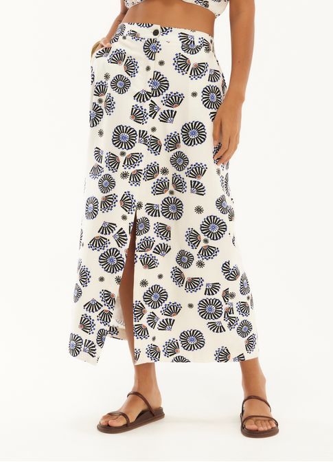 Saia estampada leques