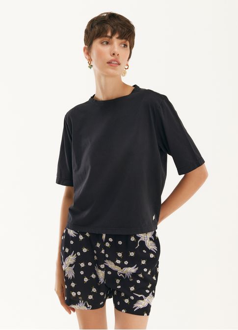 Blusa básica algodão box preto