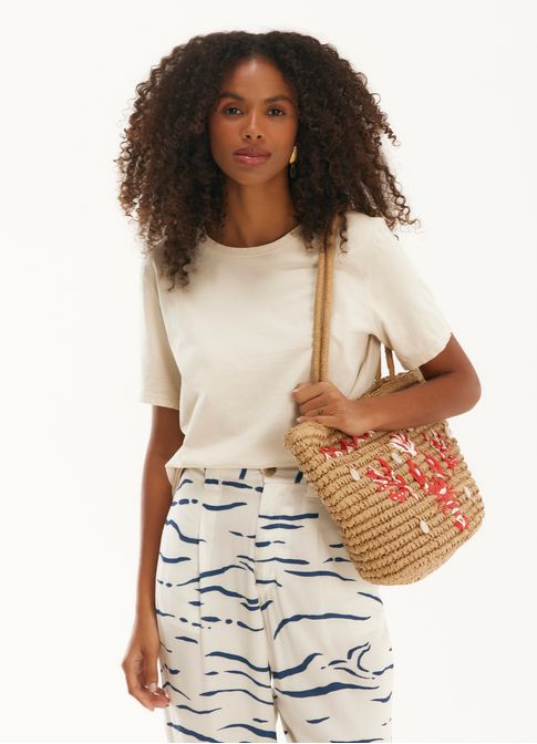 Blusa básica algodão classic areia