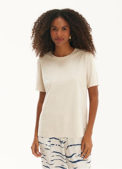 Blusa básica algodão classic areia