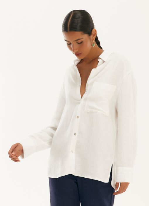 Camisa cambraia  linho branco