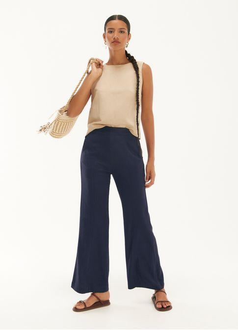 Blusa shell linho mar areia
